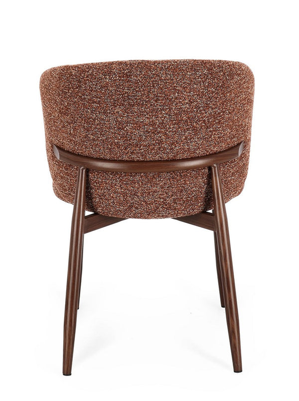 Dining Chair Walnut and Terracotta Upholstered