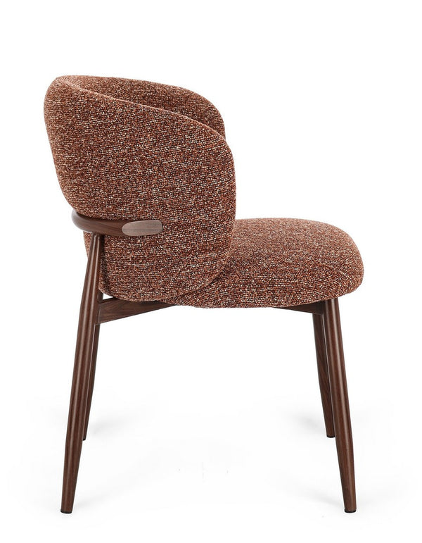Dining Chair Walnut and Terracotta Upholstered