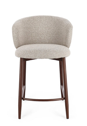 Kitchen Stool Walnut and Beige Upholstered