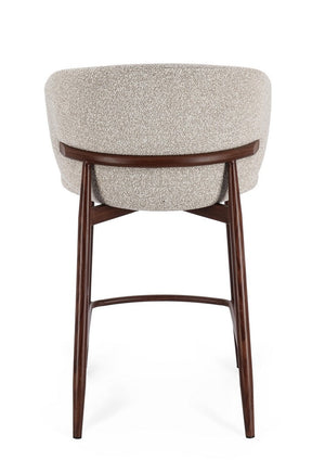 Kitchen Stool Walnut and Beige Upholstered