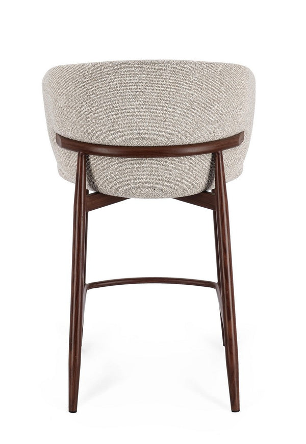 Kitchen Stool Walnut and Beige Upholstered