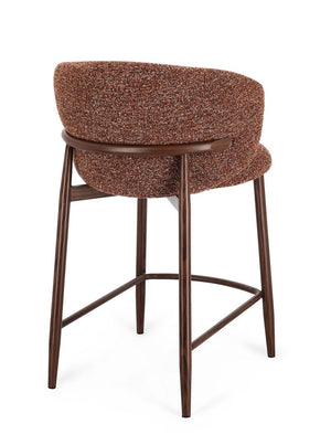 Kitchen Stool Walnut and Terracotta Upholstered