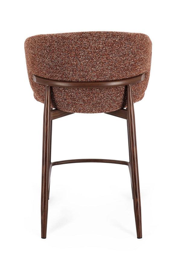 Kitchen Stool Walnut and Terracotta Upholstered