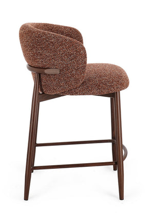 Kitchen Stool Walnut and Terracotta Upholstered