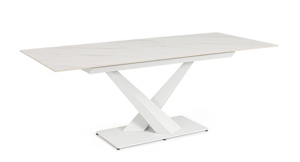 Extendable Dining Table 160–200 cm – White Modern Table