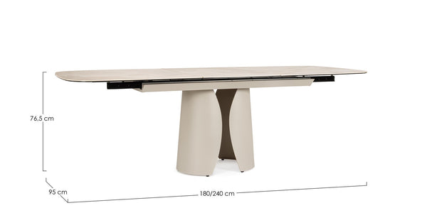 Extendable Dining Table 180–240 cm Light Beige Finish