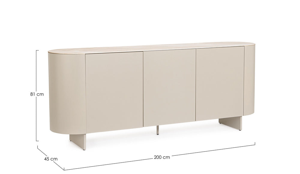 3-Door Sideboard Light Beige Finish