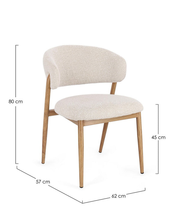 Dining Chair Natural and Linen Upholstered