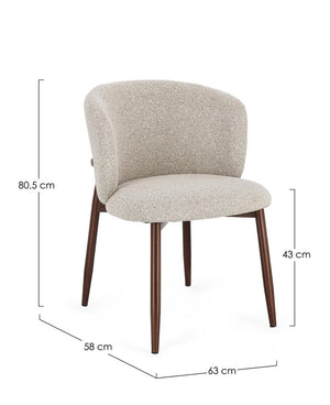 Dining Chair Walnut and Beige Upholstered