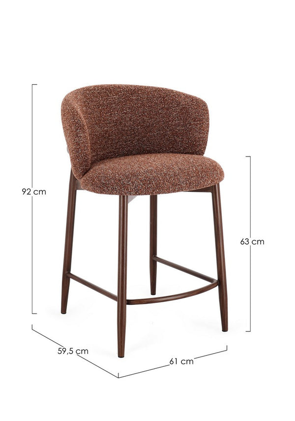 Kitchen Stool Walnut and Terracotta Upholstered