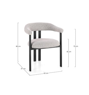 Dining Chair Black and Grey Upholstered with Armrests