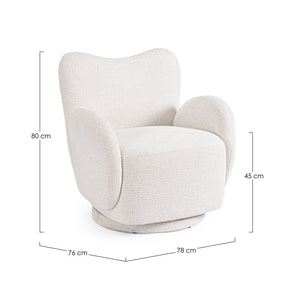 Swivel Armchair White Upholstered