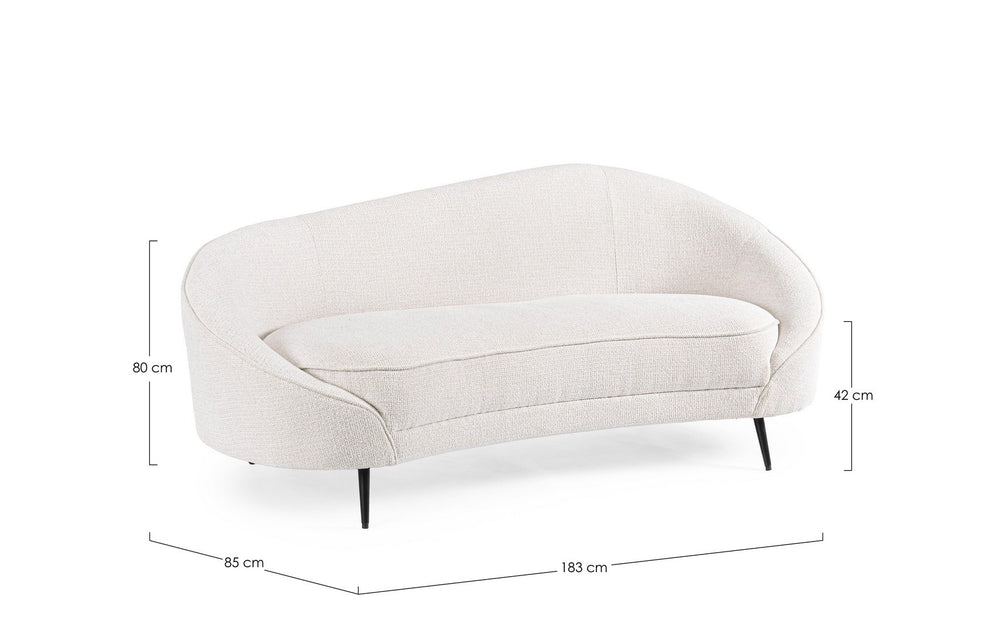 3-Seater Sofa White Upholstered L183