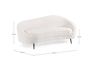 3-Seater Sofa White Upholstered L183