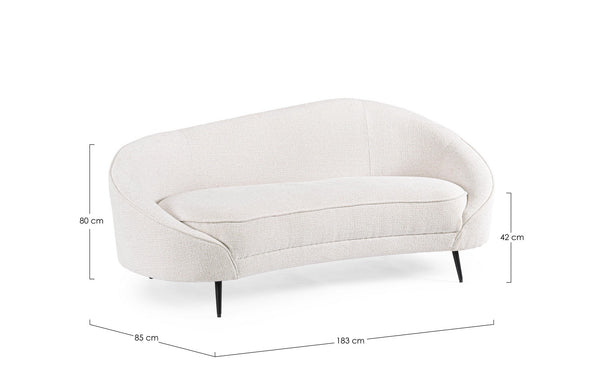 3-Seater Sofa White Upholstered L183