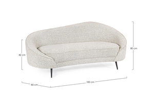 3-Seater Sofa Light Grey Upholstered L183