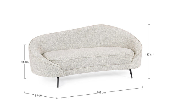 3-Seater Sofa Light Grey Upholstered L183