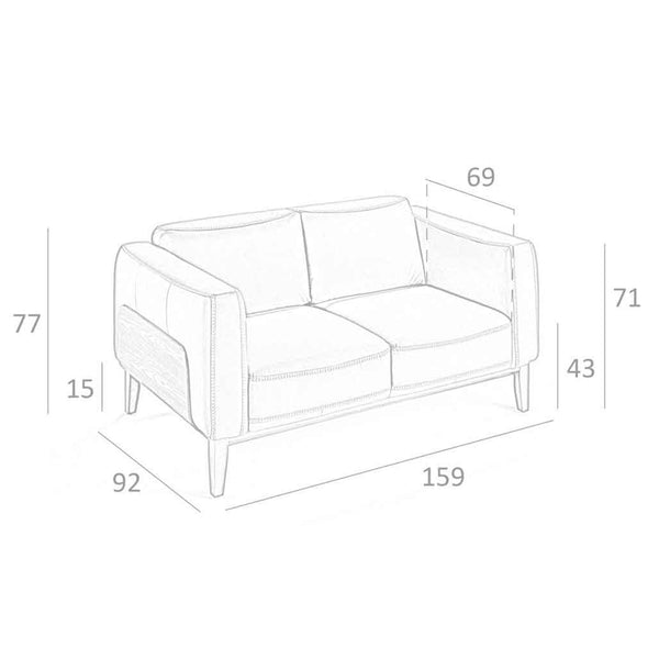 2-seater mink leather sofa