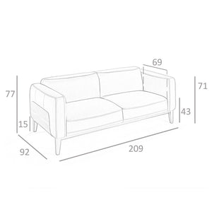 3-seater mink leather sofa