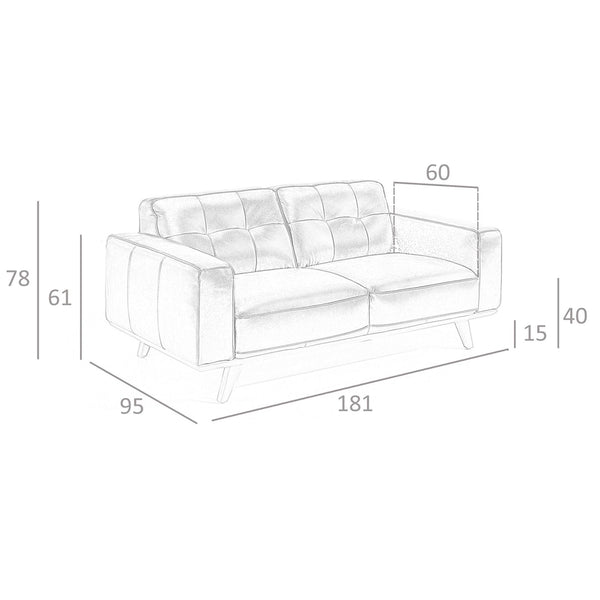 Chester 2-seater sofa in black leather