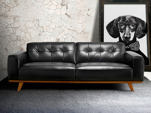 Chester 3-seater sofa in black leather