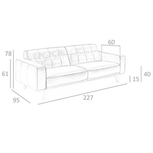 Chester 3-seater sofa in black leather