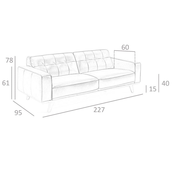 Chester 3-seater sofa in black leather
