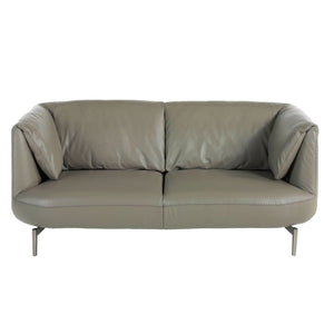 2-seater sofa in gray leather