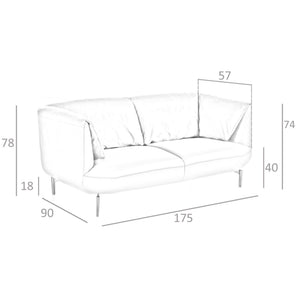 2-seater sofa in gray leather