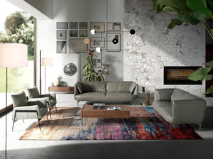 2-seater sofa in gray leather