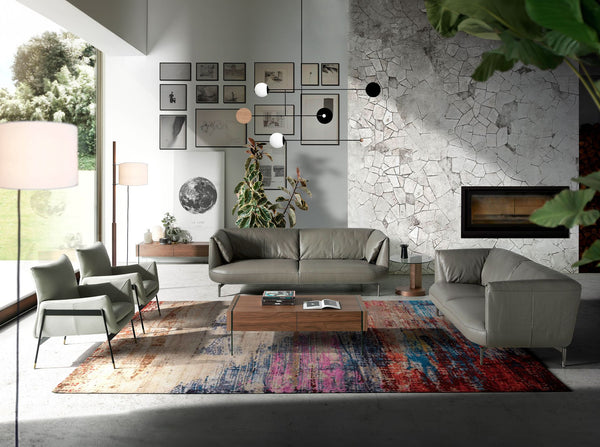 2-seater sofa in gray leather