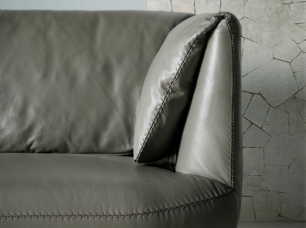 2-seater sofa in gray leather