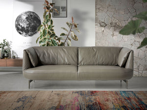 2-seater sofa in gray leather