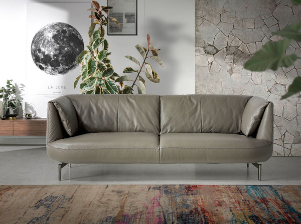 2-seater sofa in gray leather