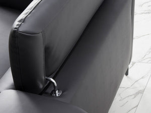 Left-hand chaise longue sofa in black leather