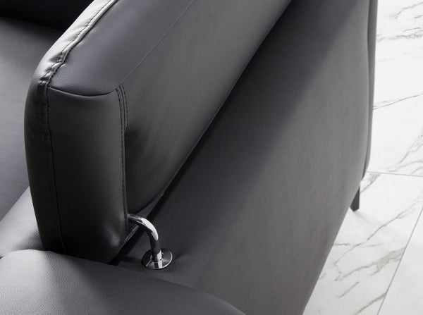 Left-hand chaise longue sofa in black leather