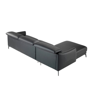 Left-hand chaise longue sofa in black leather