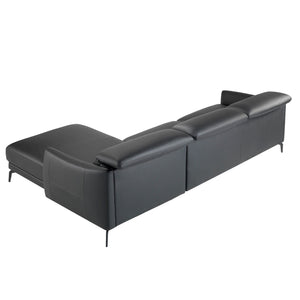 Right-hand chaise longue sofa in black leather