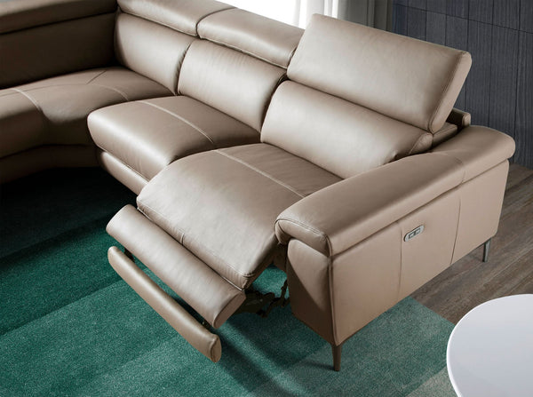 Relax sofa chaise longue left in mink leather