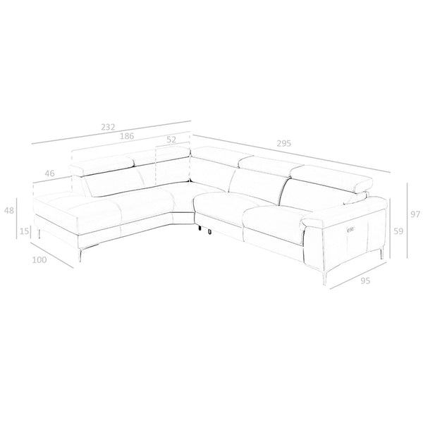 Relax sofa chaise longue left in mink leather