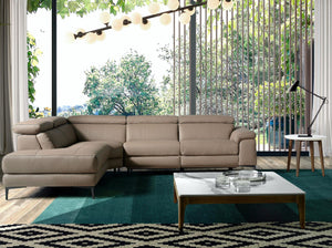 Relax sofa chaise longue left in mink leather