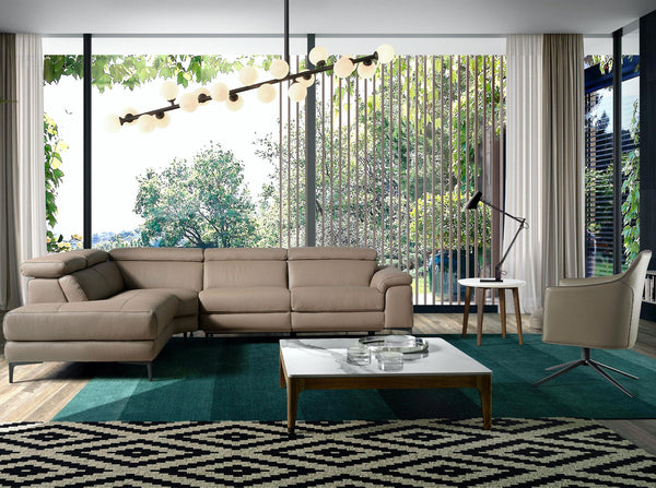 Relax sofa chaise longue left in mink leather