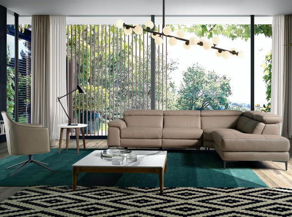 Relax sofa with right-hand chaise longue in mink leather