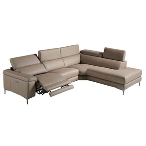 Relax sofa with right-hand chaise longue in mink leather