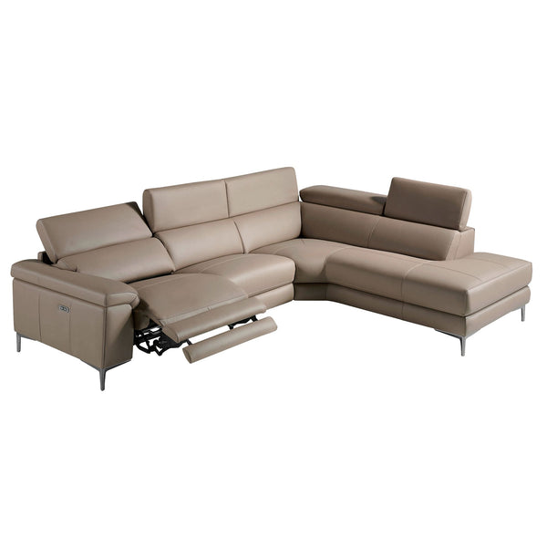Relax sofa with right-hand chaise longue in mink leather