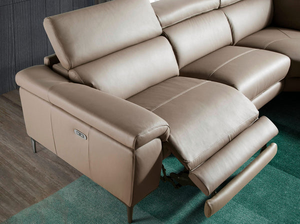 Relax sofa with right-hand chaise longue in mink leather