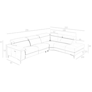 Relax sofa with right-hand chaise longue in mink leather