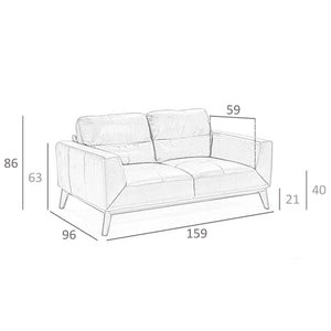 2-seater sofa in brown leather