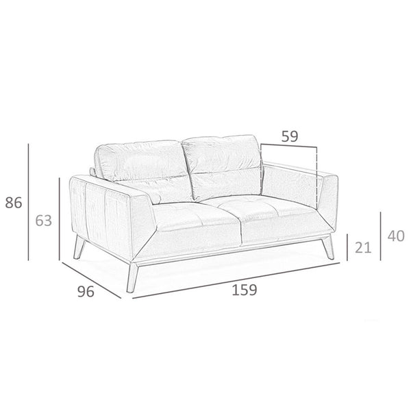 2-seater sofa in brown leather