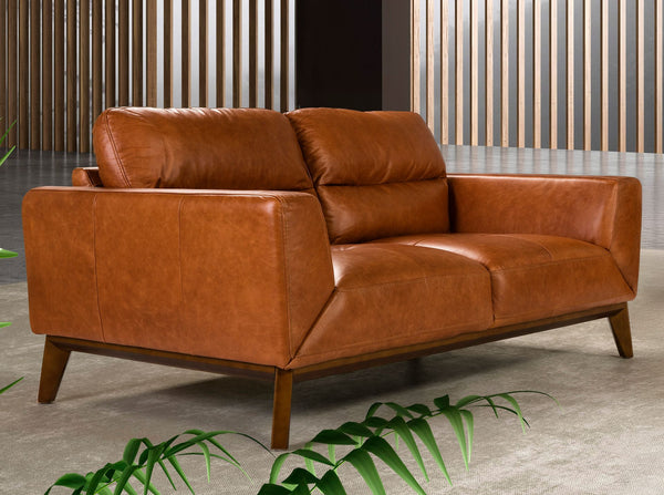 2-seater sofa in brown leather